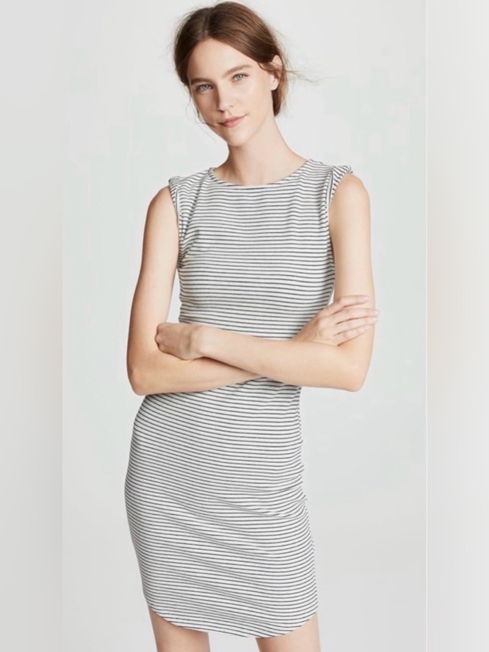 cupcakes & cashmere Black & White Striped Sleeveless Knit Tank Dress